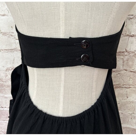 Ana Rosa Womens Halter Dress Handpainted Floral Art to Wear Black Cotton Size S - Picture 6 of 7